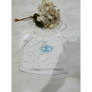 Boys Lie Angel Graphic Tank Top Ribbed Sleeveless Crop Top White‎ One Size